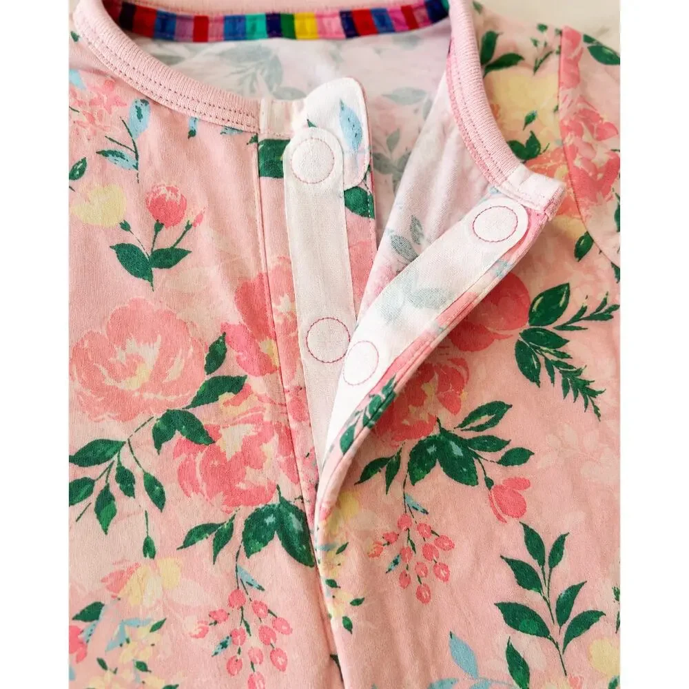Magnetic Me Preemie Pink Floral Modal Magnetic Footie Sleeper Baby 5 lb